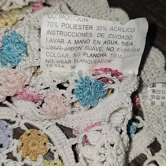 Floral Lace Crochet Button Down White Cardigan Sz SM- Med - Picture 10 of 11